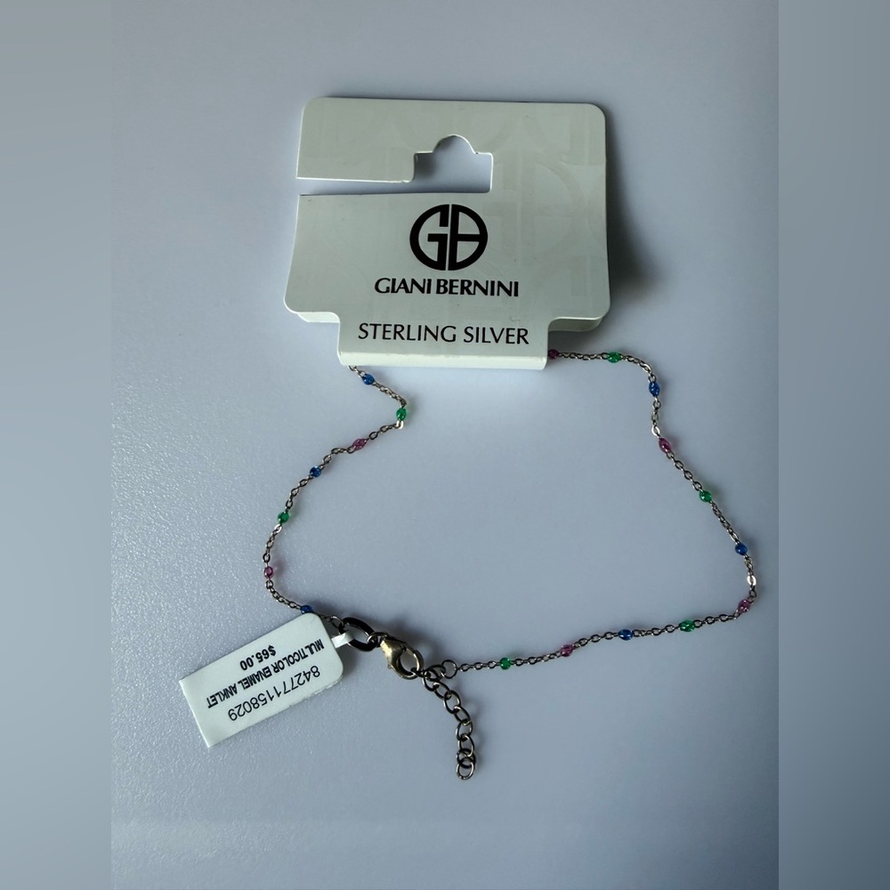Giani Bernini Sterling Silver Rainbow Anklet - Picture 2 of 6